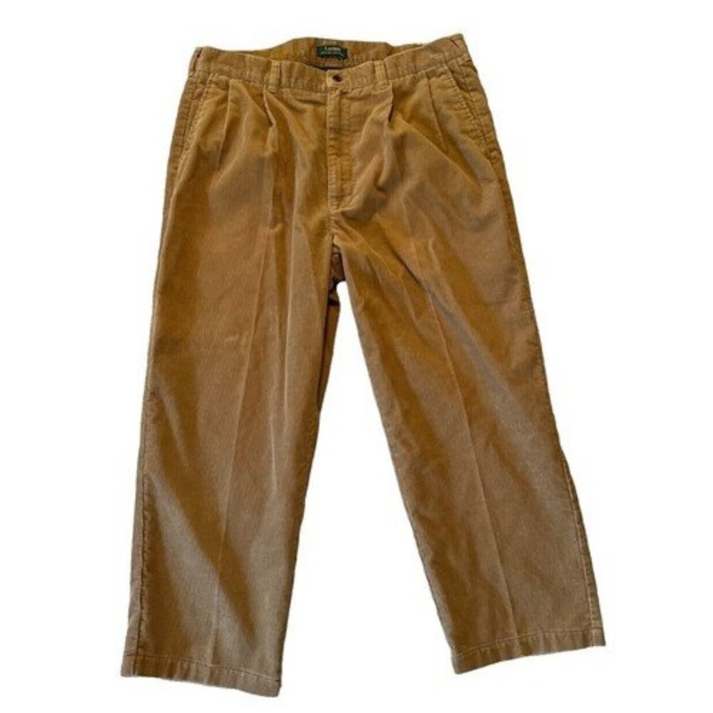 Savane Men's 40x29 Tan Corduroy Pleated Dress Pants Classic Trousers